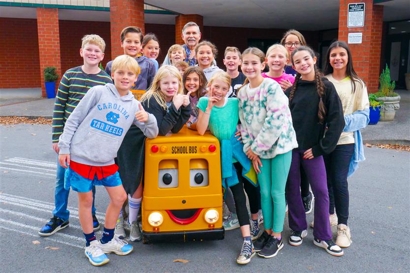 Students practice bus safety